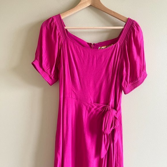 NEW Anthropologie‎ Maeve Pink Resort Wrap Dress - Picture 6 of 12